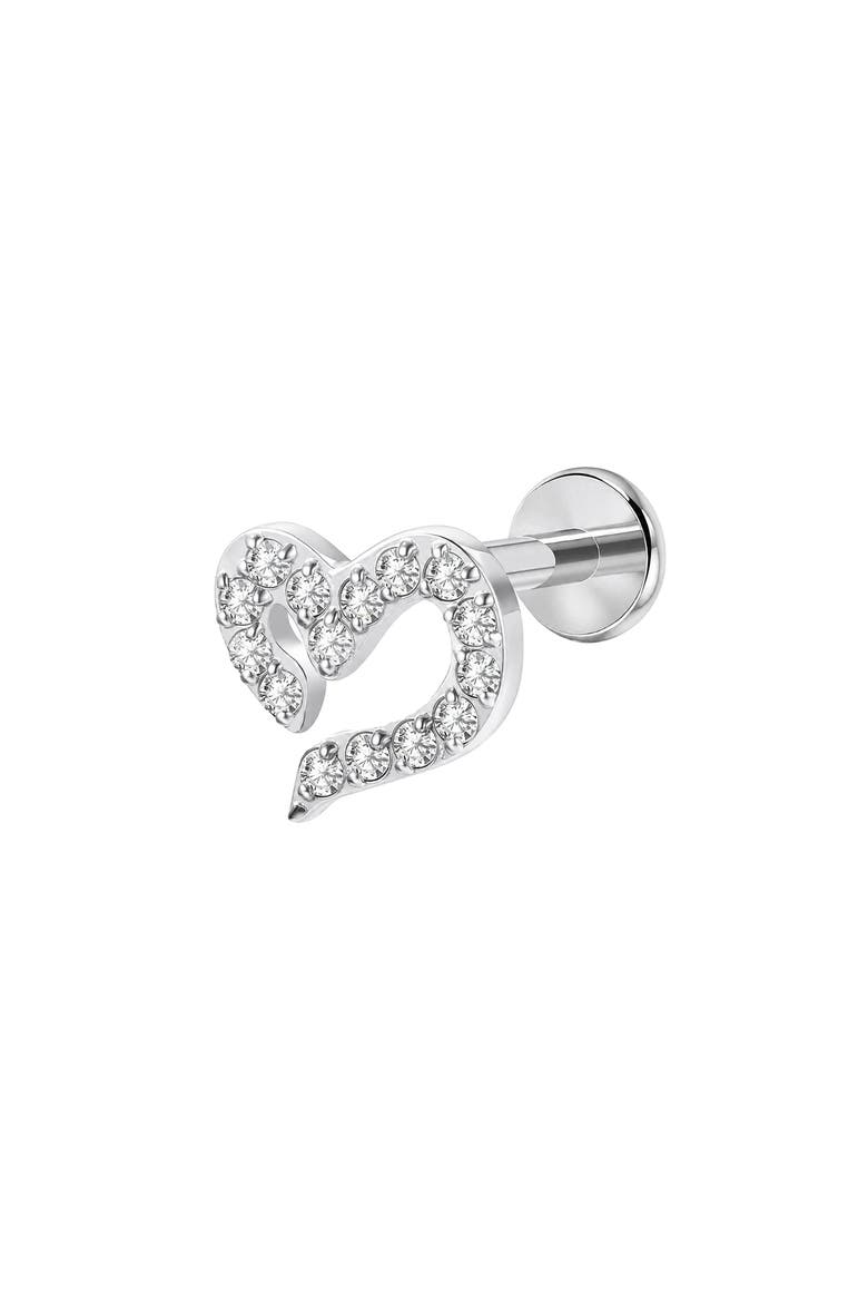 Cubic Zirconia Open Heart Stud Earring, Alternate, color, SILVER