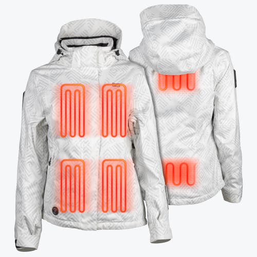 Mobile Warming Heated Waterproof Snow Jacket In White