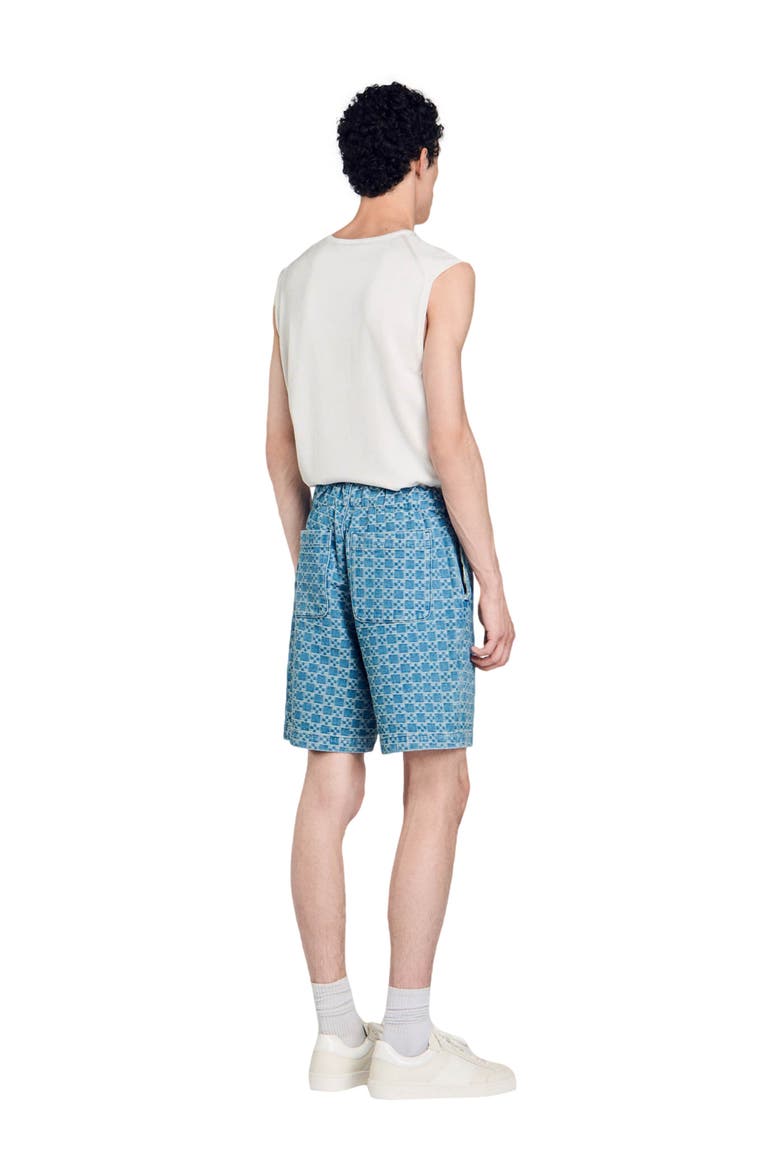 Square cross denim Bermuda shorts, Alternate, color, Sky blue