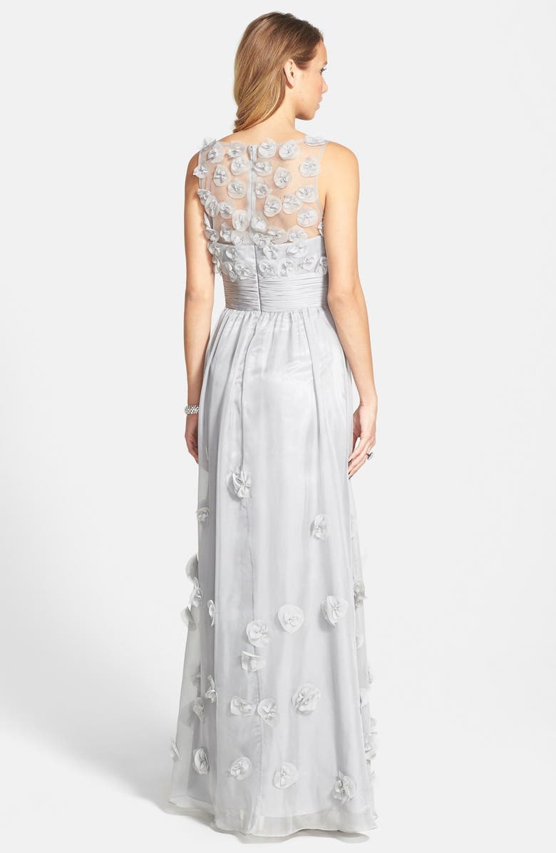 JS Collections Floral Appliqué Chiffon Gown, Alternate, color, 