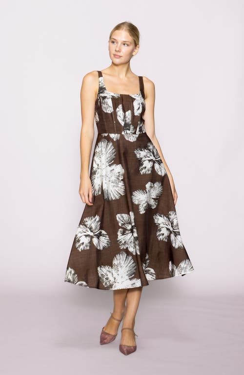 Melloday Floral Print Sleeveless Midi Dress In Brown