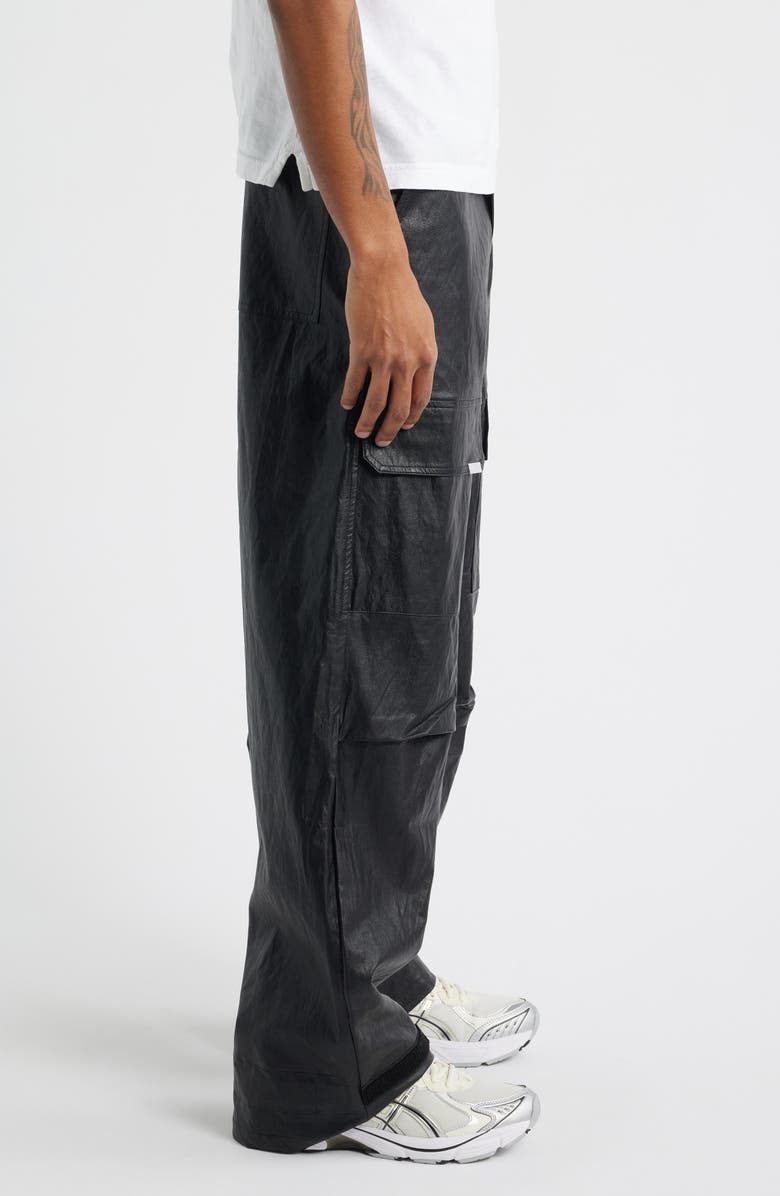 RtA Wylie Baggy Faux Leather Cargo Pants, Alternate, color, Shiny Black