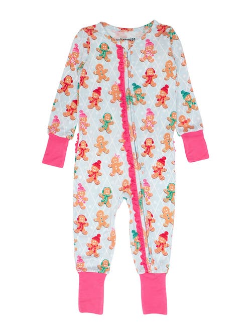Rufflebutts Girls Softsnooze Holiday Convertible Ruffle One Piece Pajama In Multi