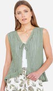 Yumi Knitted Cotton Tie Waistcoat Top