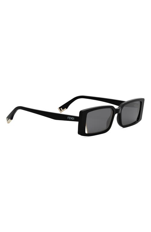 Fendi Way Rectangular Sunglasses, 53mm In Shiny Black/smoke