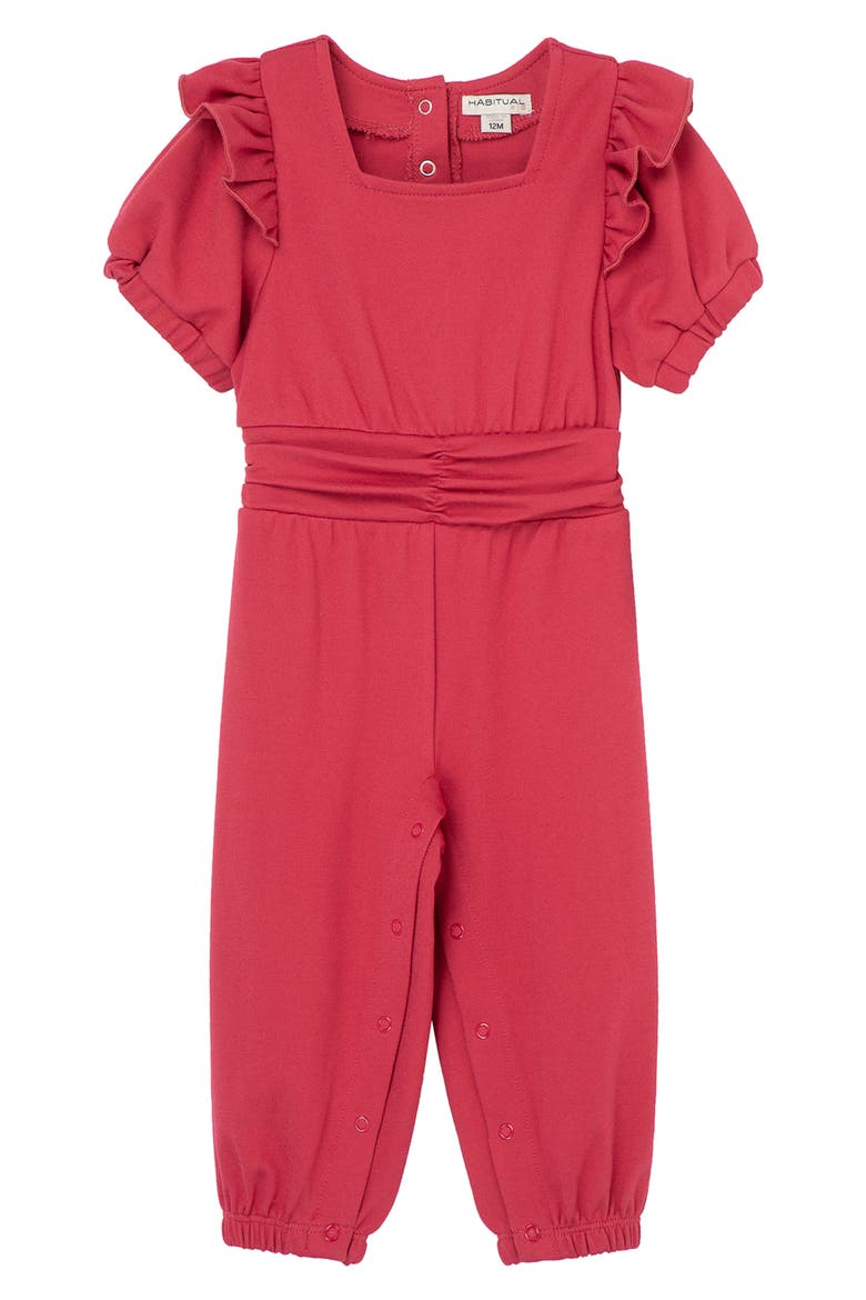 Ruffle Romper, Main, color, DARK RED