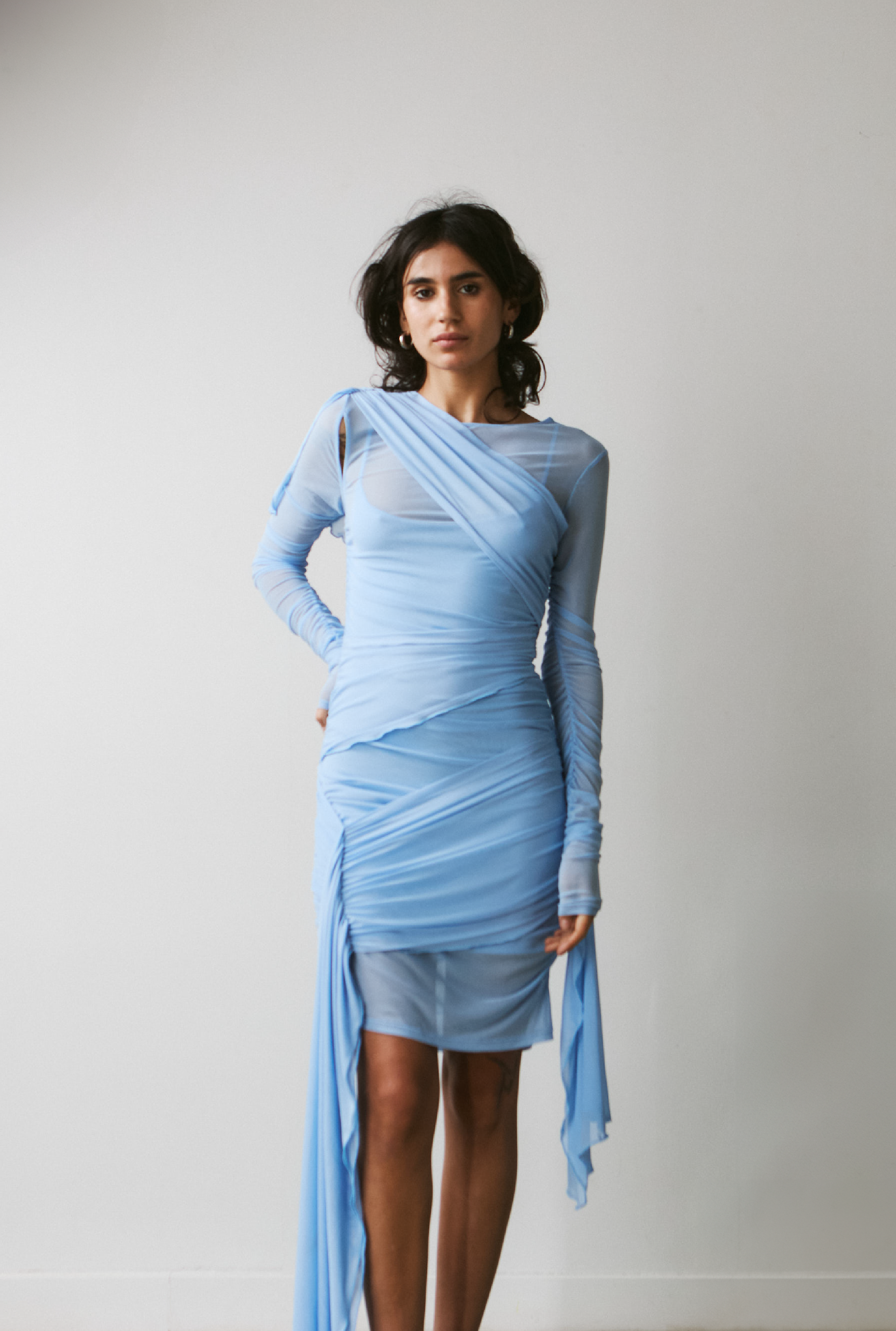 SAEMDI Cera Draped Mesh Dress (Women) | Nordstrom