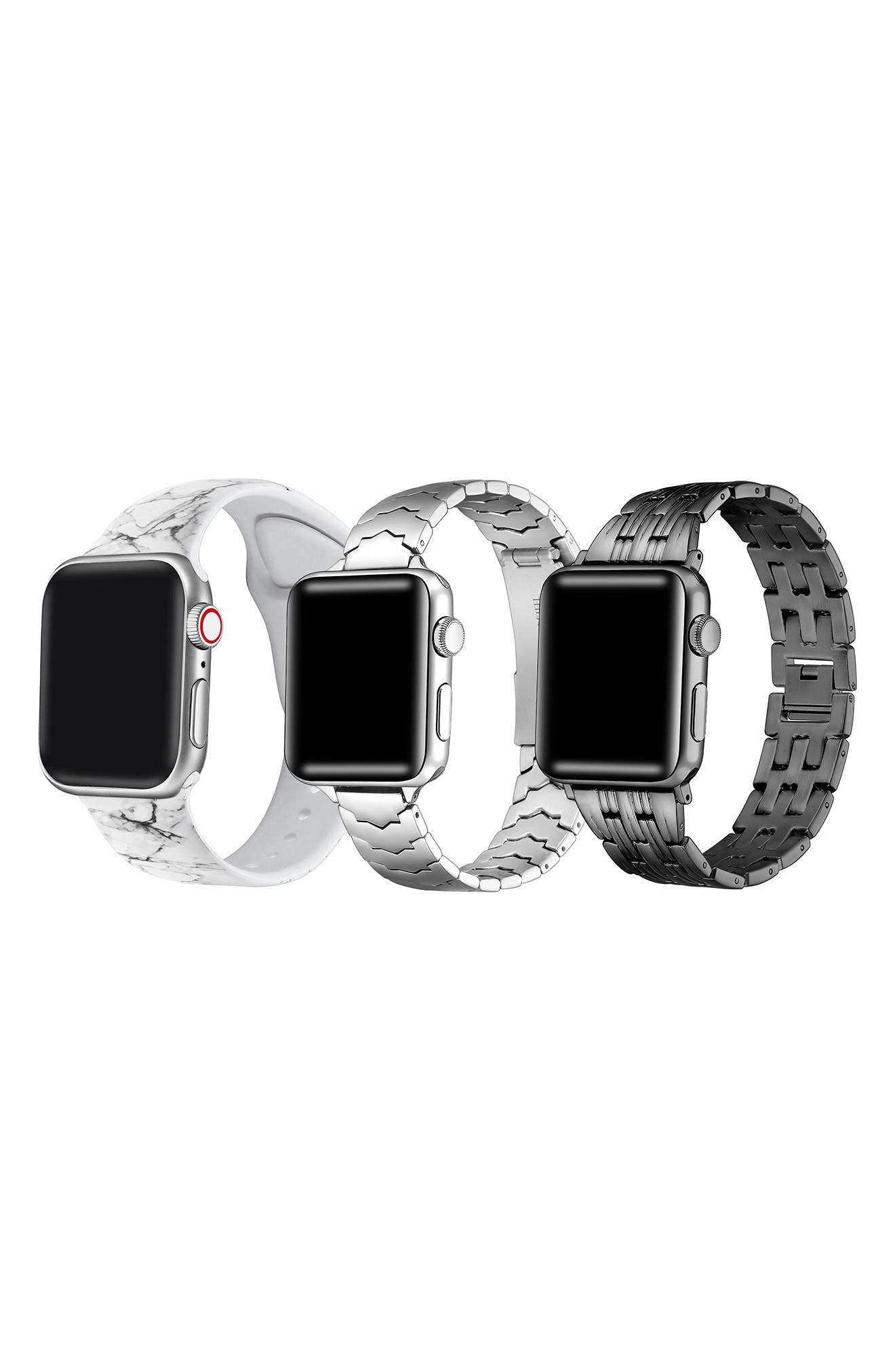 Set of 3 Silicone & Stainless Steel Watchbands
