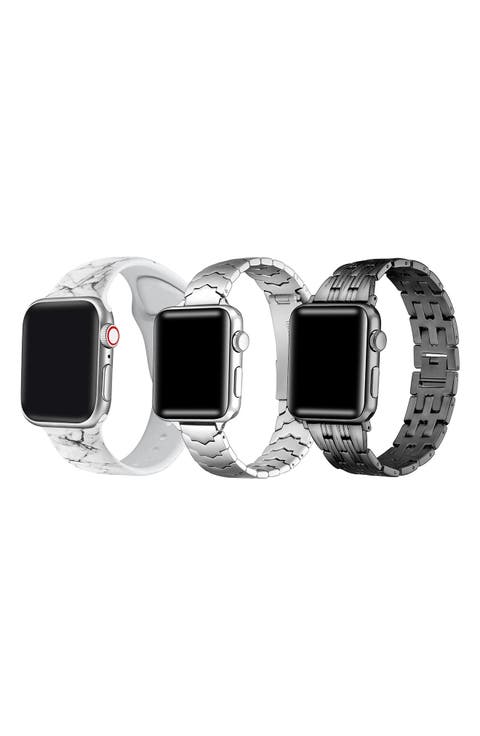 Set of 3 Silicone & Stainless Steel Watchbands
