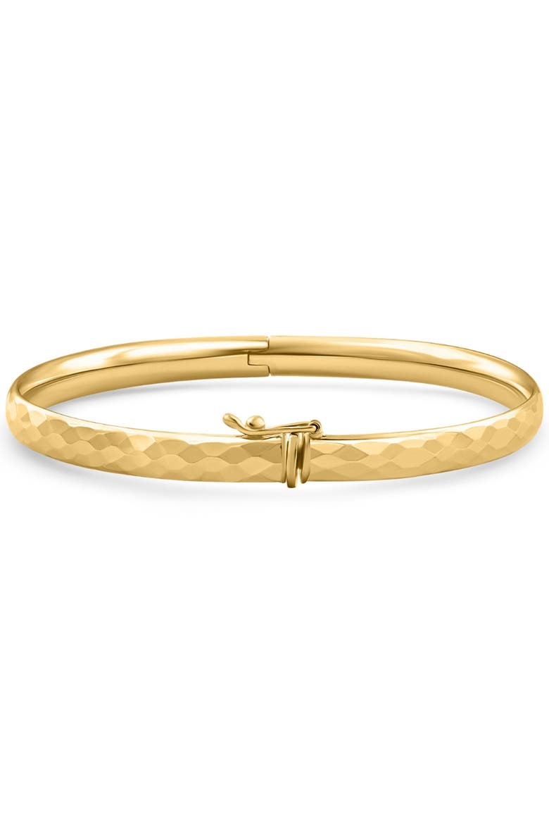 5mm Hammered Bangle Bracelet 18k Gold Over Silver, Alternate, color, 18k Yellow Gold