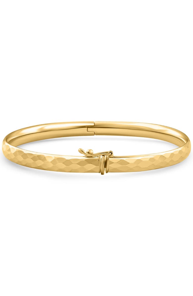 Bliss Diamond 5mm Hammered Bangle Bracelet 18k Gold Over Silver, Alternate, color, 18K Yellow Gold