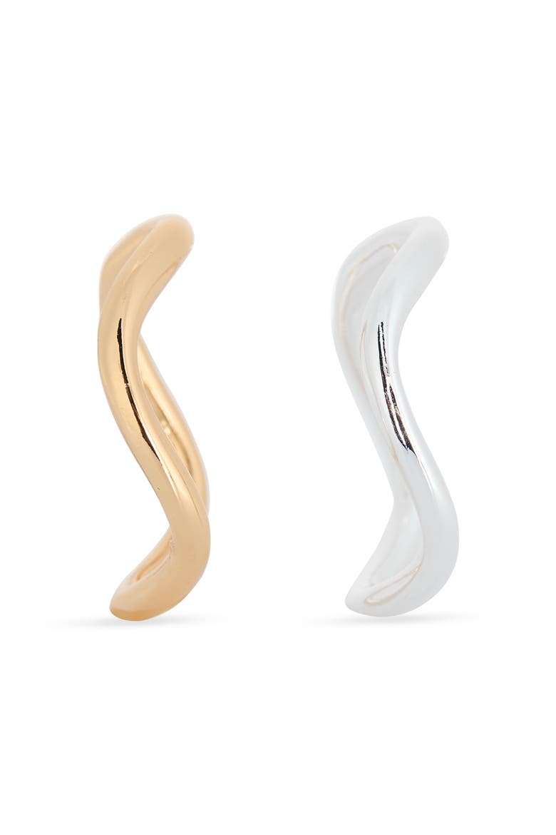 2-Pack Wavy Rings, Alternate, color, GOLD- SILVER