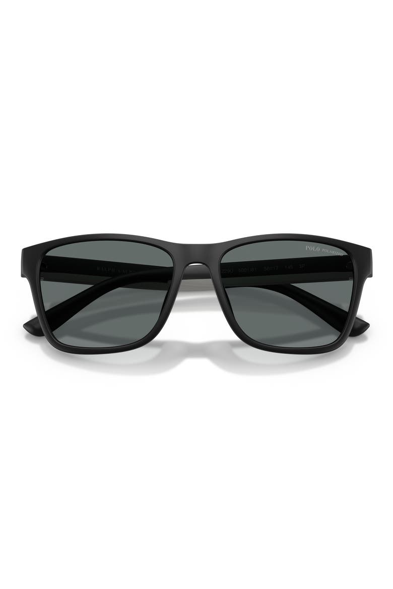 56mm Polarized Square Sunglasses, Alternate, color, MATTE BLACK / POLAR DARK GREY