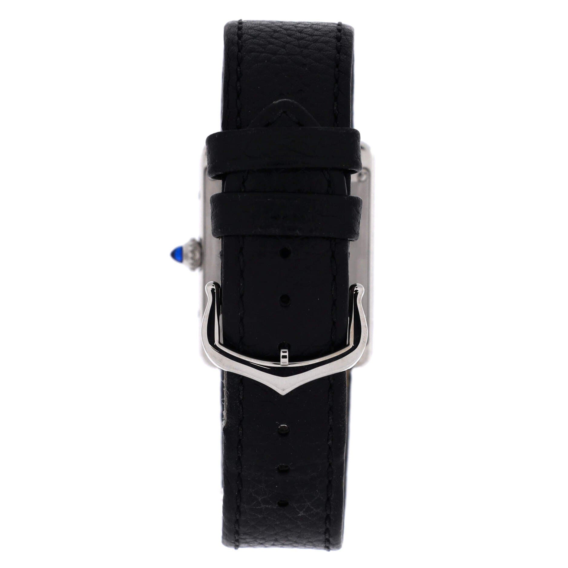 Must de Cartier Tank Quartz Watch Stainless Steel and Leather 25, Alternate, color, Black