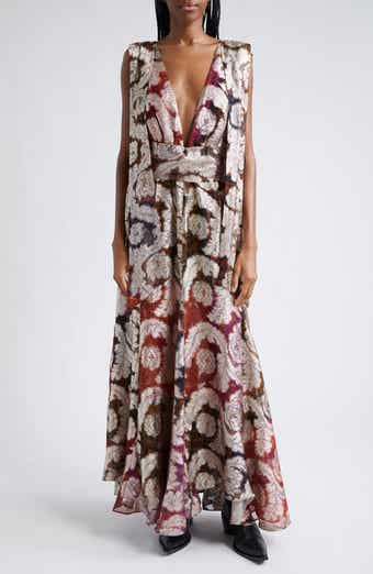 FARM Rio Metallic Jacquard Sleeveless Maxi Dress