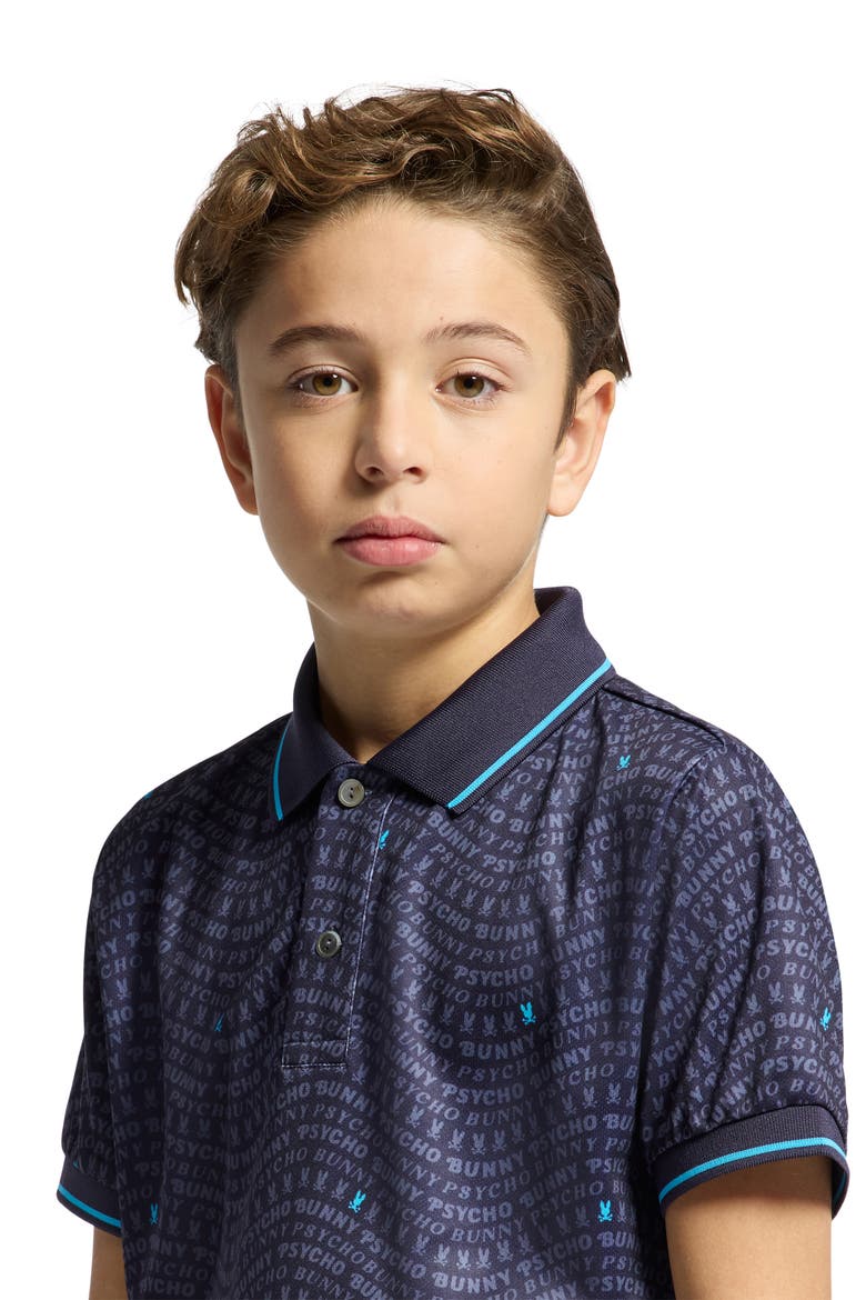 Kids' Winston Logo Print Piqué Polo, Alternate, color, EVENING BLUE