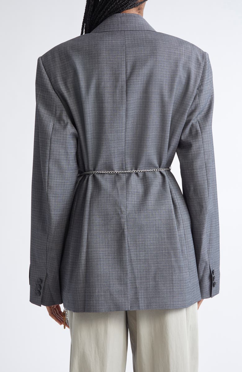 Alexander Wang Chain Embellished Melangé Raw Edge Wool Blend Blazer, Alternate, color, 