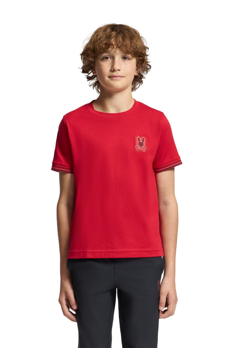 Psycho Bunny Kids' Pierce Fashion Embroidered T-Shirt, Alternate, color, Brilliant Red 2