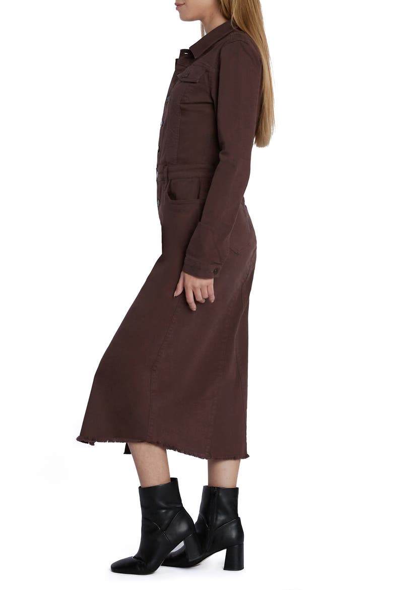 Piece Dyed Denim Dress, Alternate, color, DARK CHOCOLATE