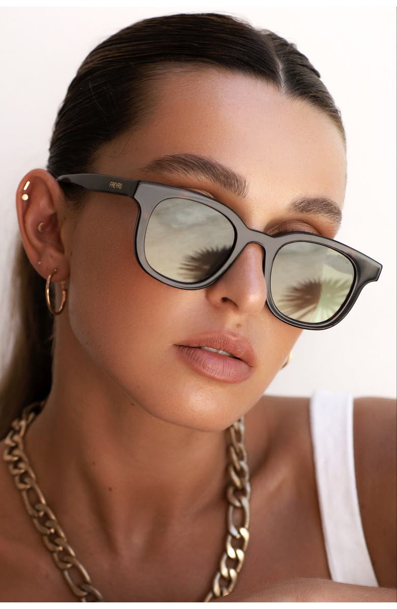 FREYRS Eyewear Jasper Round Sunglasses, Alternate, color, Tortoise / Green