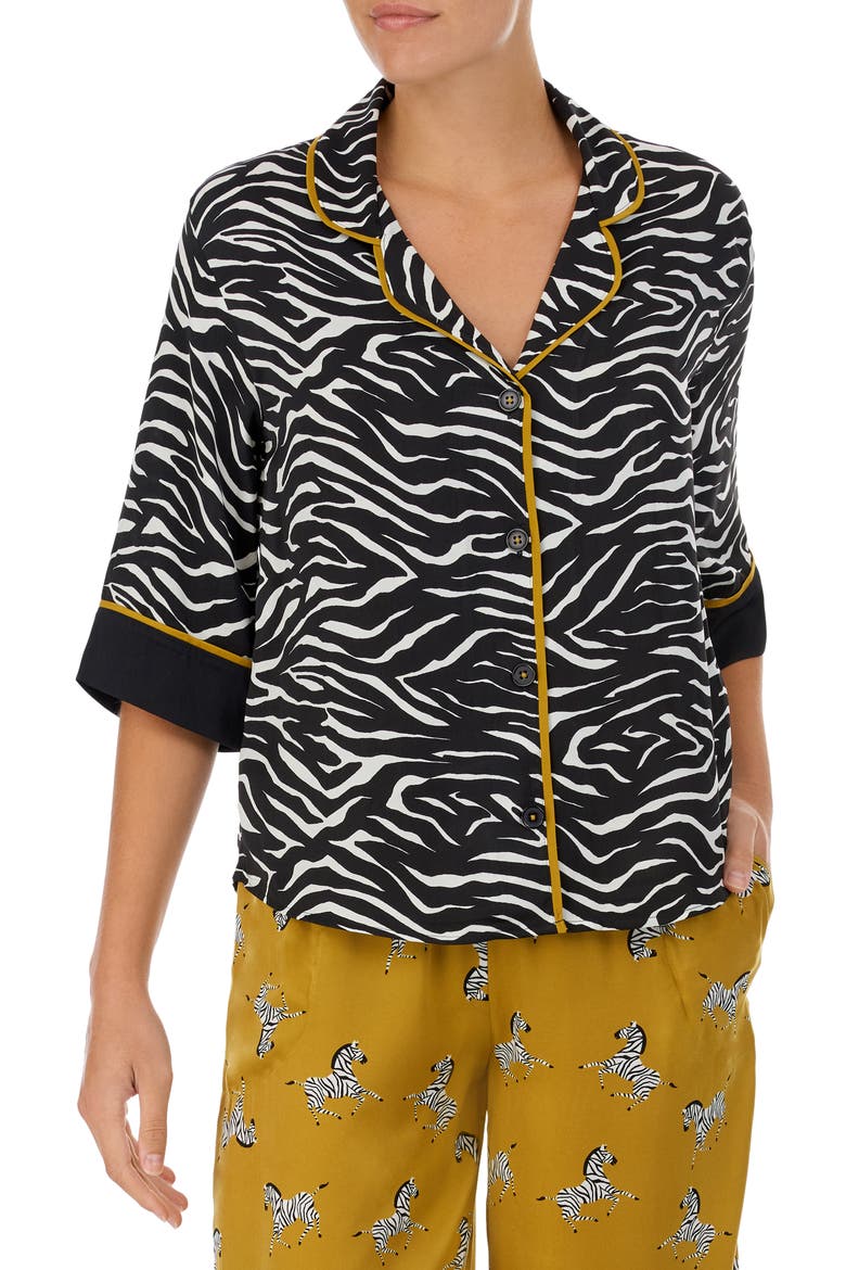 Pajama Top (Nordstrom Exclusive), Alternate, color, BLACK NOVEL