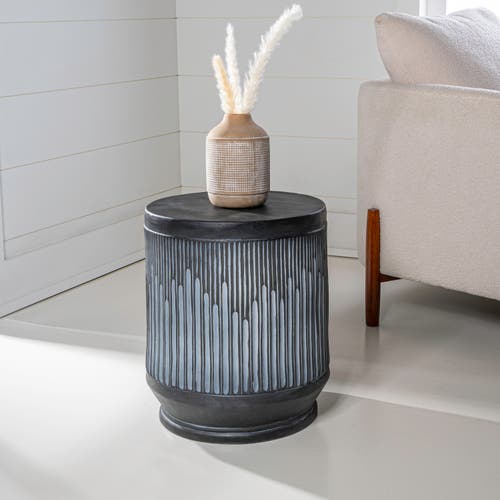 Jonathan Y Kline 17.5" Mid-century Modern Brutalist Indoor/outdoor Accent Table In Washed Black