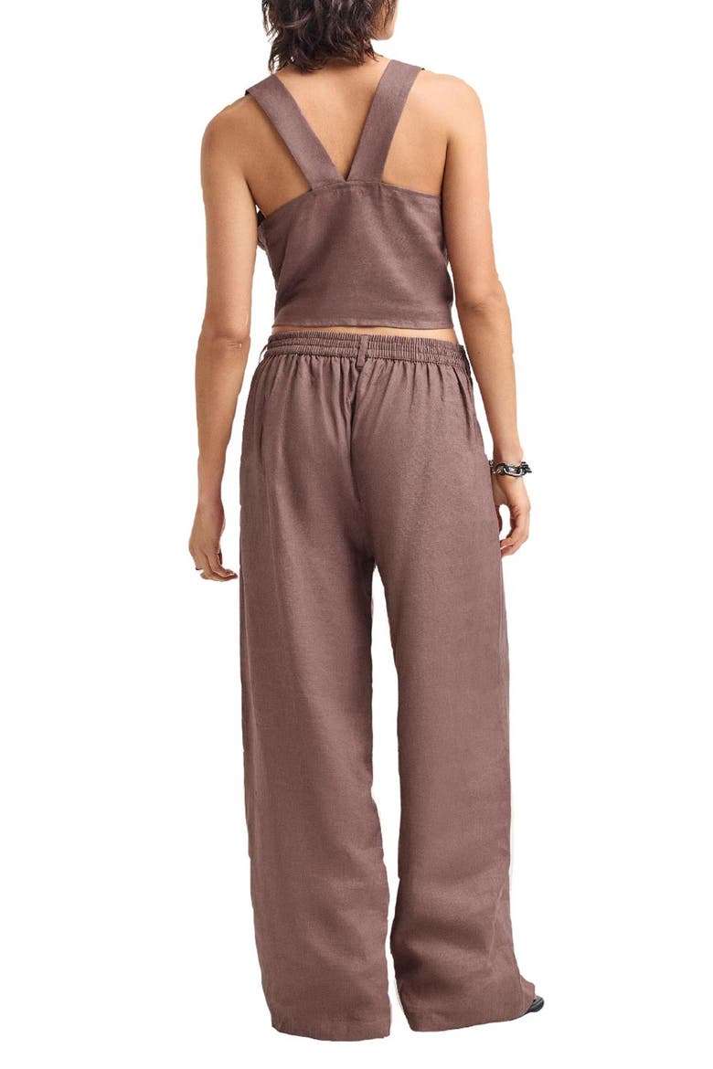 Tallows Crop Linen Cover-Up Top, Alternate, color, MOCHA BROWN