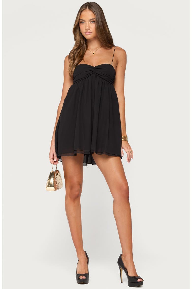 Ariellah Chiffon Babydoll Minidress, Alternate, color, BLACK