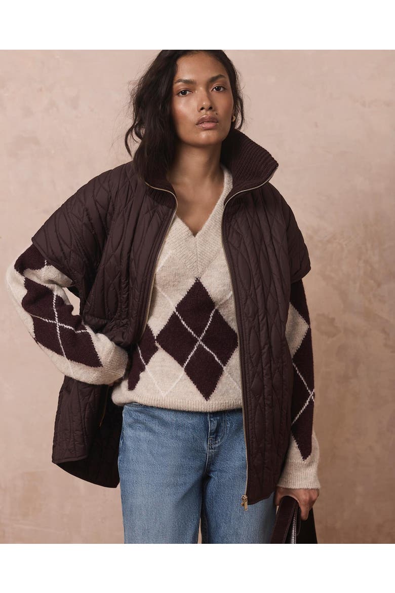 Quilted Vest, Alternate, color, Brown