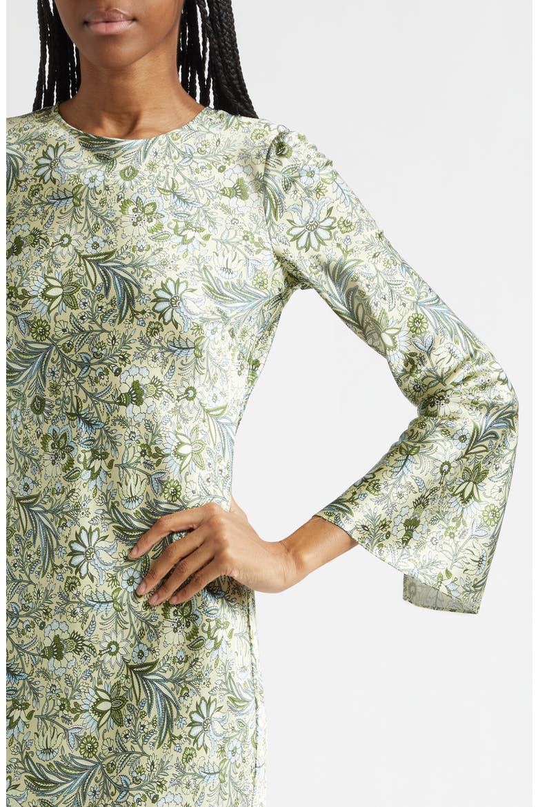 Gemma Paisley Floral Long Sleeve Satin Maxi Dress, Alternate, color, LIGHT PISTACHIO MULTI