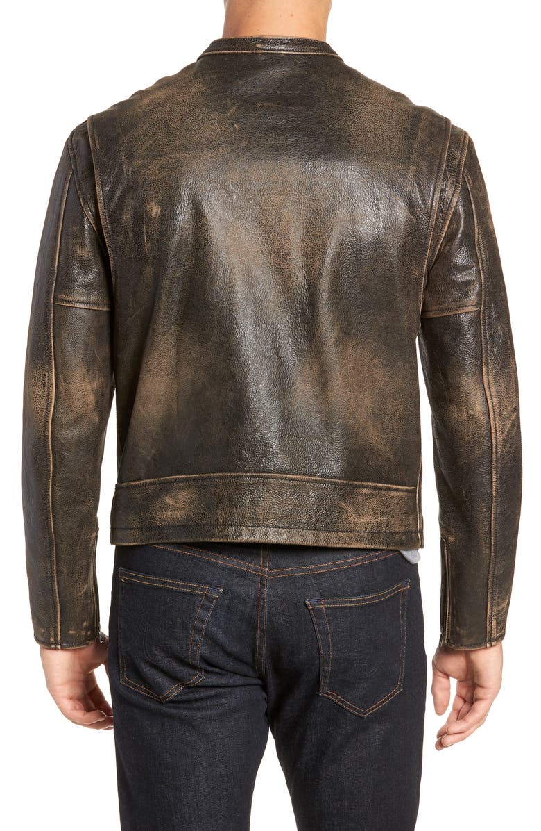 Frye Calfskin Leather Racer Jacket, Alternate, color, 