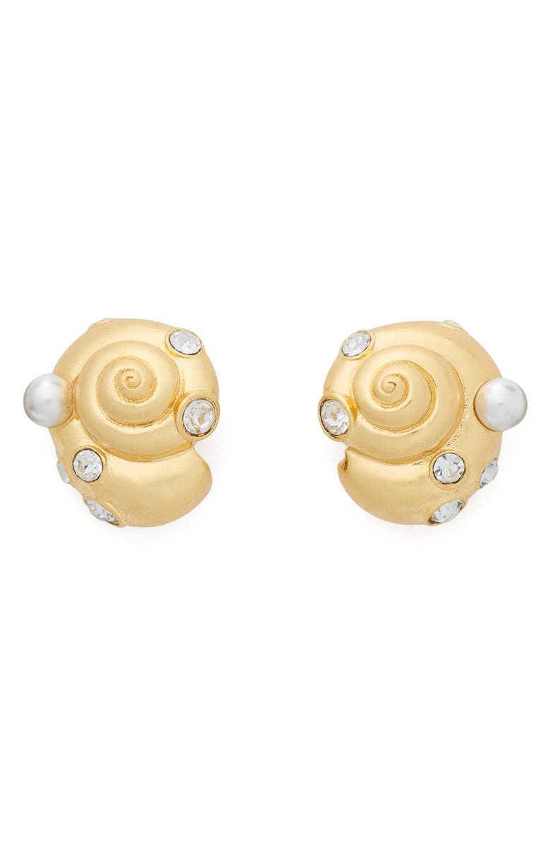 Kate Spade New York beachside shell stud earrings, Main, color, Clear/ Gold.