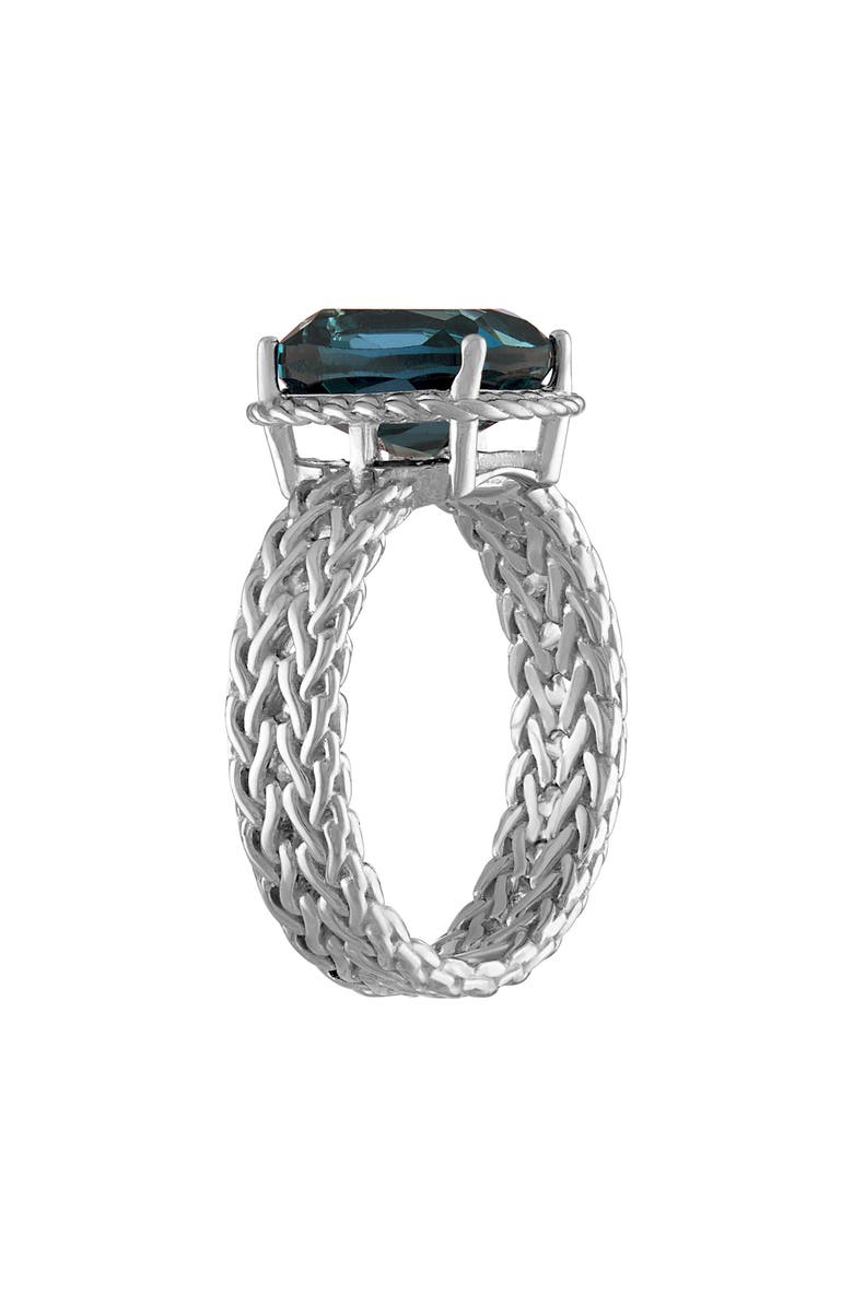 FZN Sterling Silver London Blue Topaz Halo Ring, Alternate, color, Blue