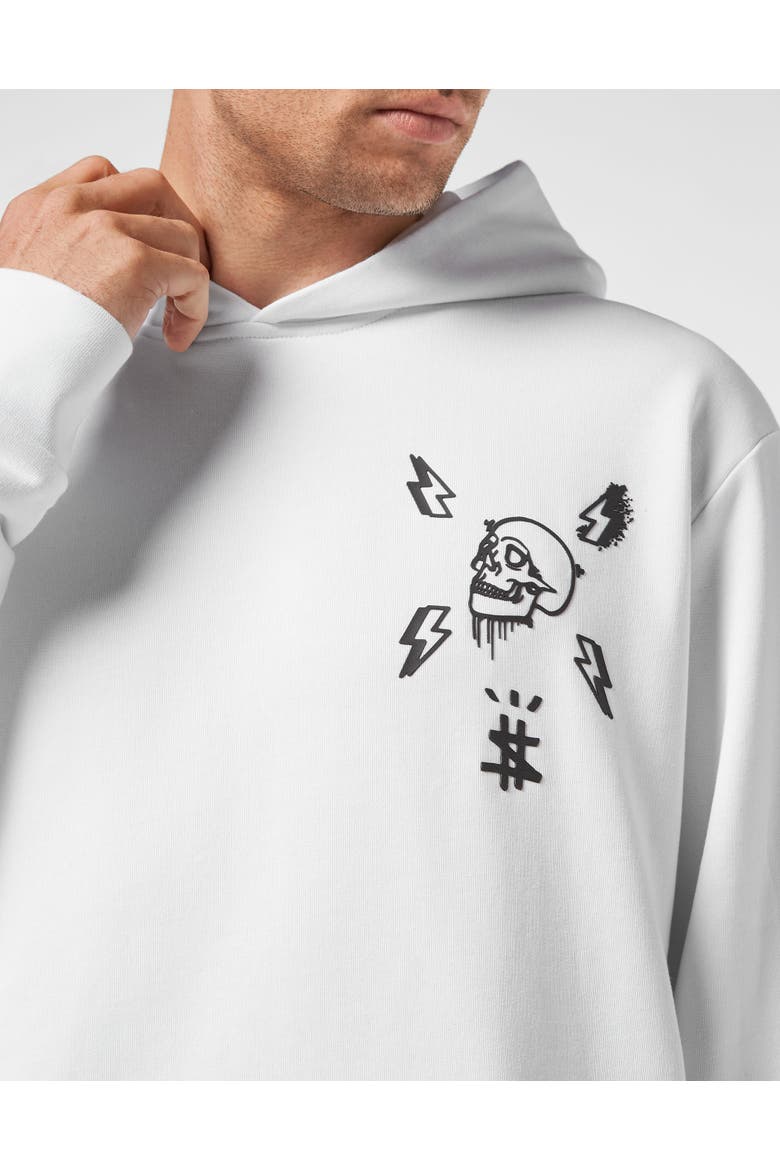 Hoodie Sweatshirt Hexagon Luxury Cotton Men, Alternate, color, white