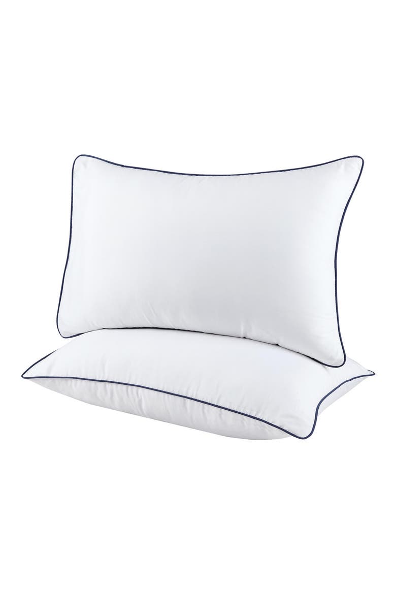 Set of 2 Down Alternative Microfiber Queen Pillows, Main, color, WHITE