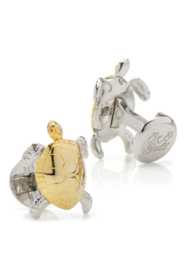 Turtle Movement 3D Cuff Links, Alternate, color, GOLD