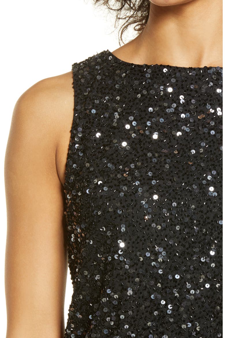 Sequin Wide Leg Jumpsuit, Alternate, color, BLACK