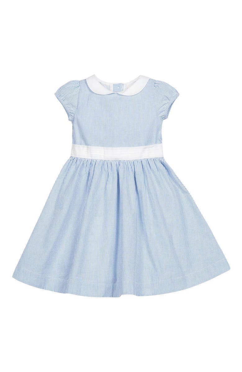 Hope & Henry Baby Girls' Organic Seersucker Peter Pan Collar Dress, Infant, Main, color, 
