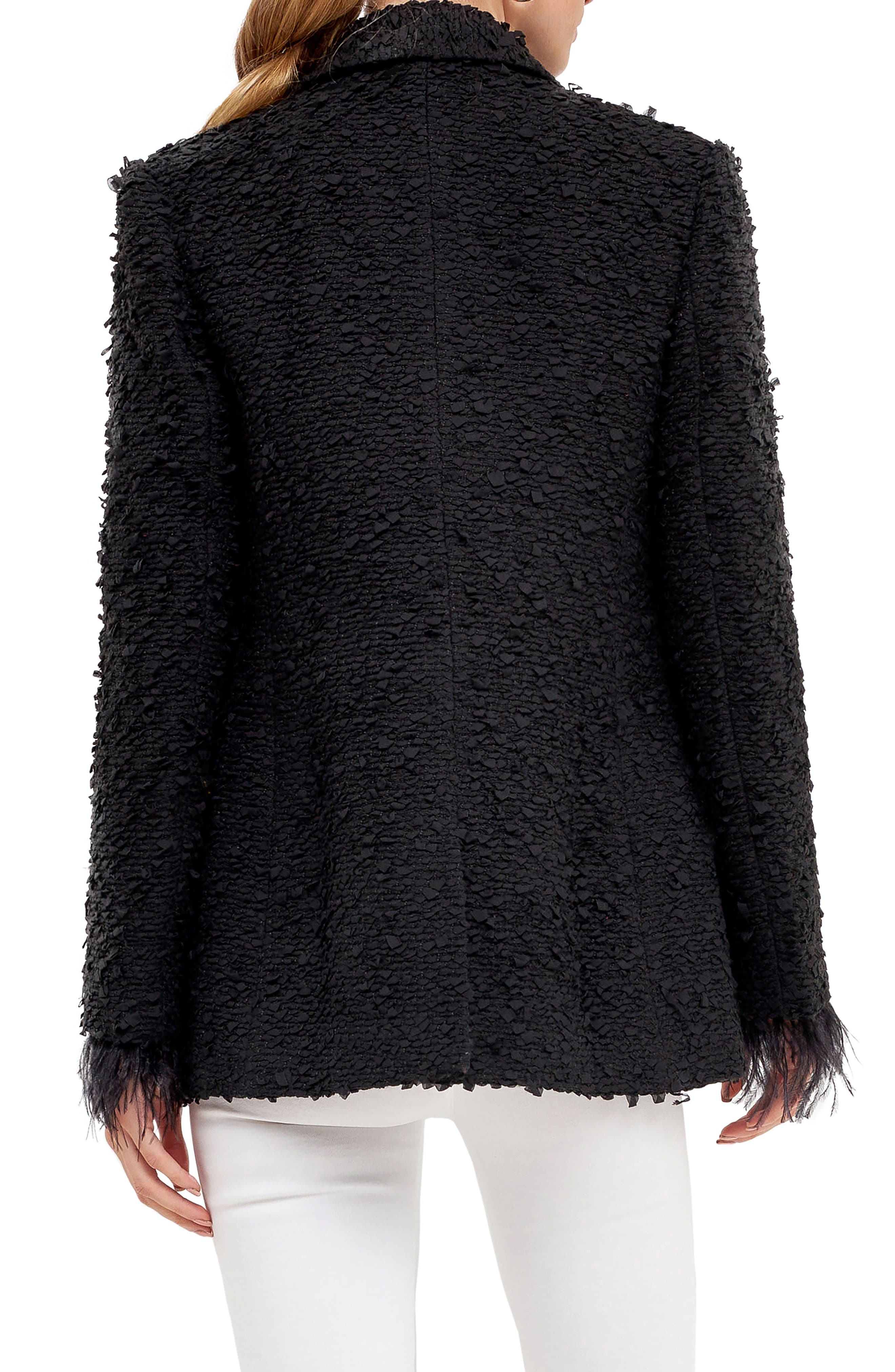 Feather Cuff Tweed Blazer - image 2