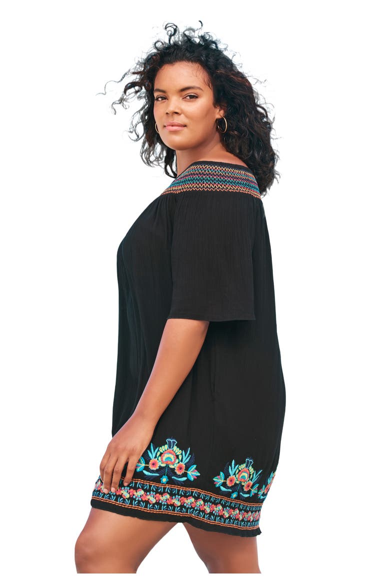 Off-The-Shoulder Cover Up, Alternate, color, BLACK MULTI