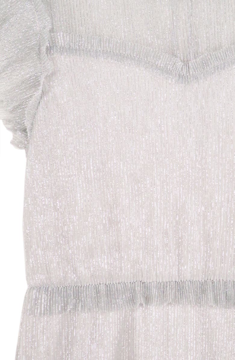 Zunie Kids' Metallic Ruffle Plissé Tiered Party Dress, Alternate, color, 