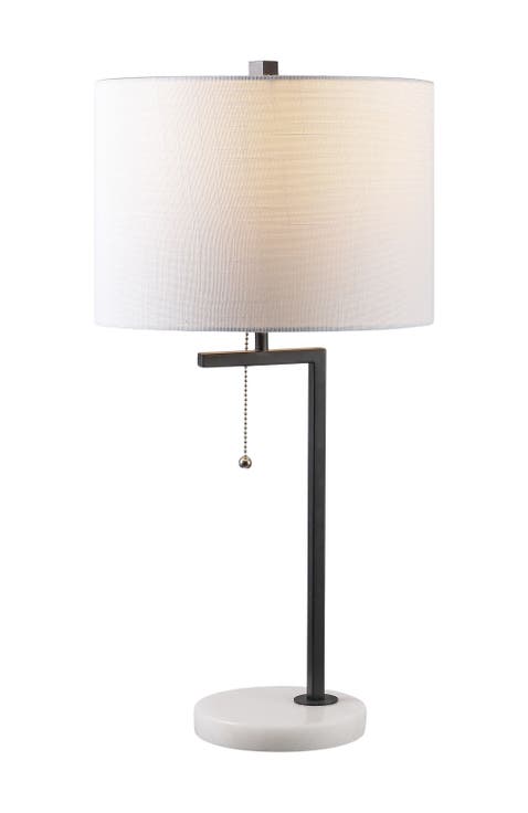 Alyssa 24.5" Metal/Marble LED Table Lamp, Brass Gold/White