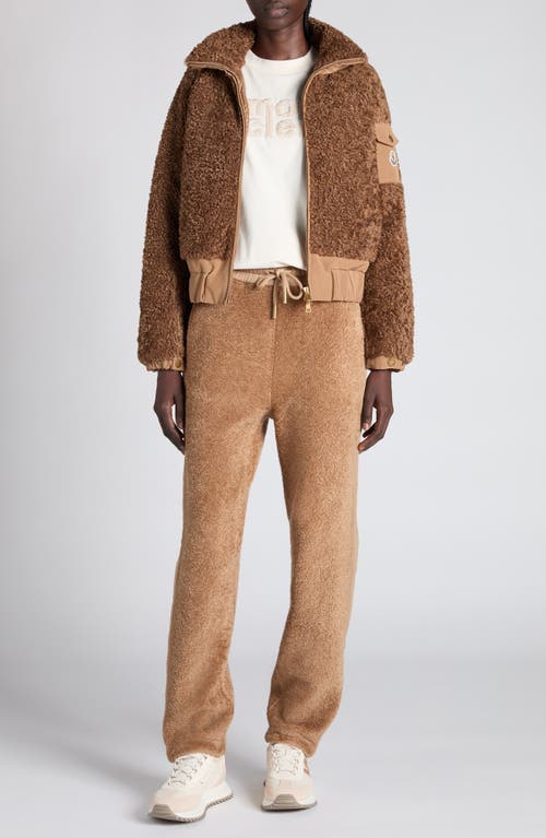 Moncler Coligny Faux Shearling Down Jacket In Brown
