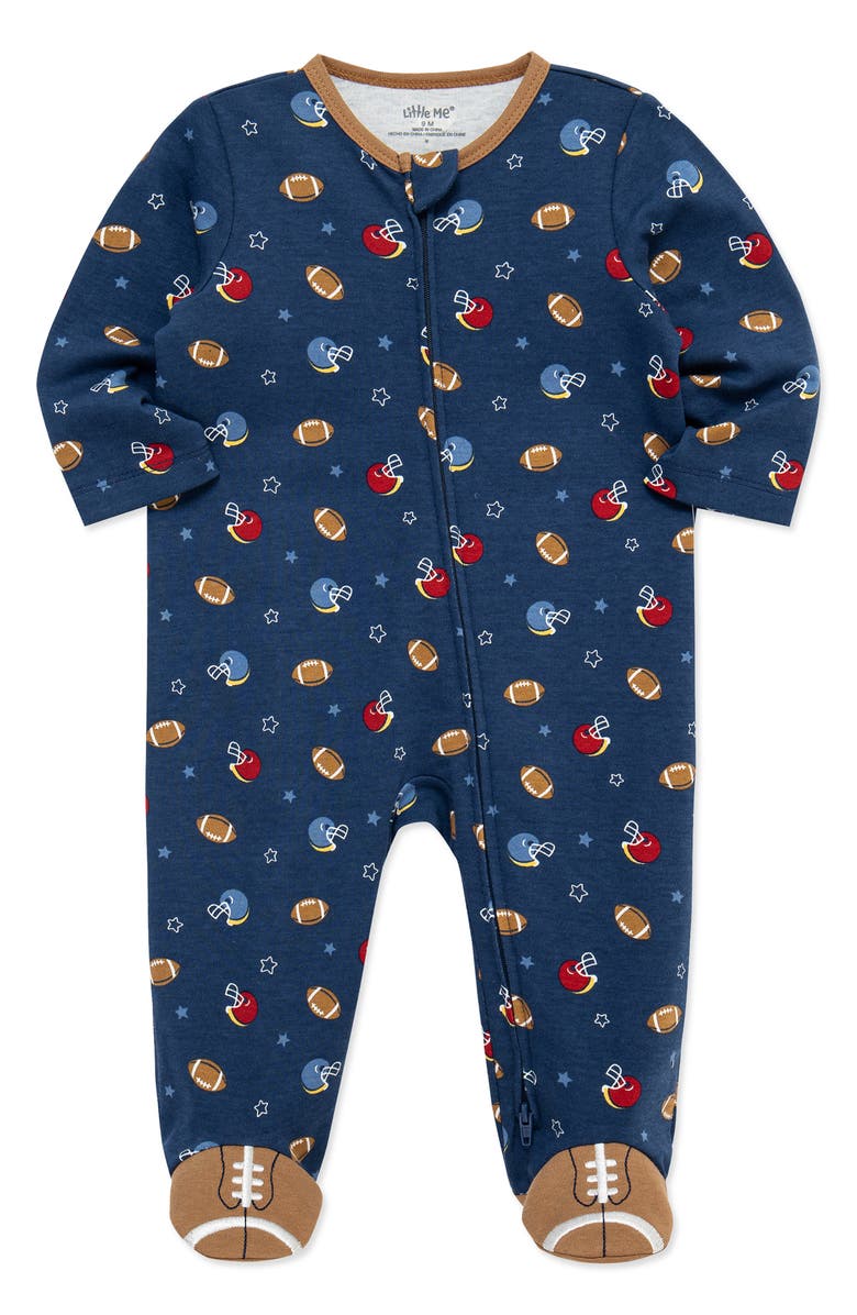 Little Me Football Star Footie, Alternate, color, Blue