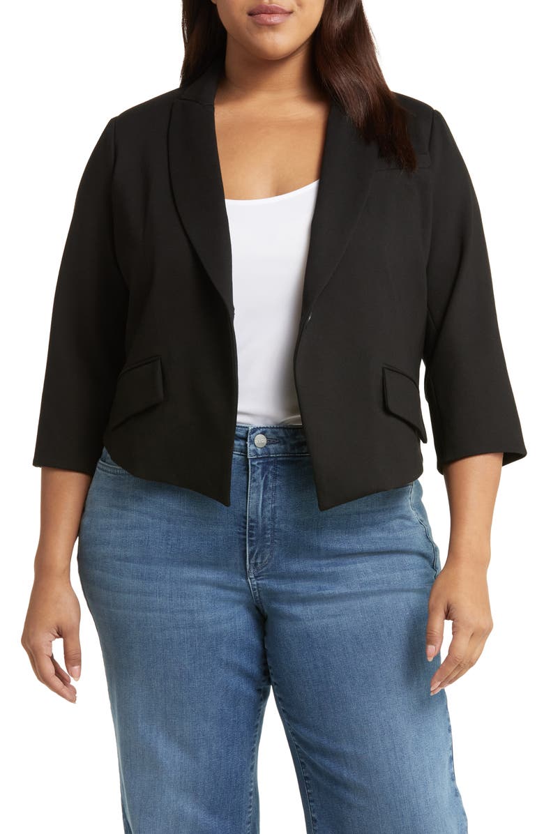 Wit & Wisdom Three Quarter Sleeve Crop Blazer, Main, color,