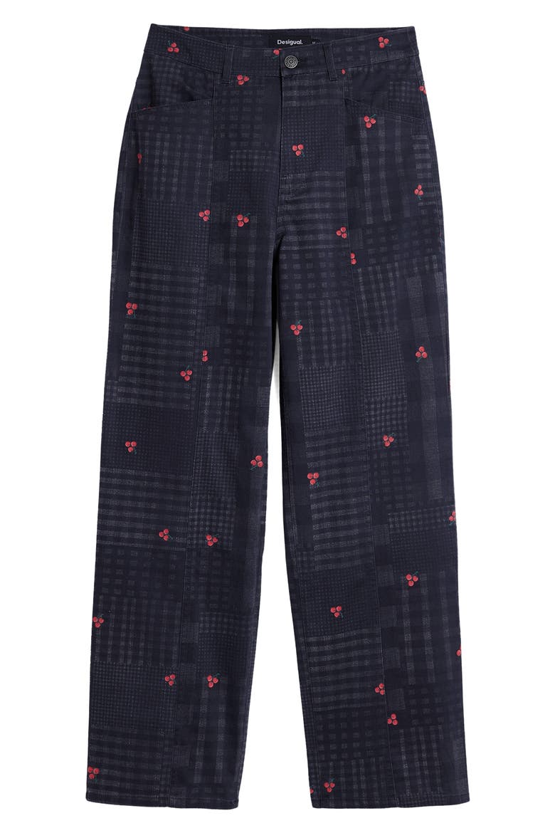 Check & Cherry Stretch Cotton Twill Pants, Alternate, color, DARK GRAY
