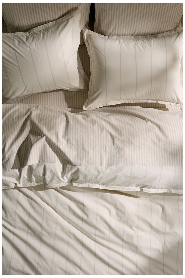 Percale Sham Set, Alternate, color, BONE STRIPE