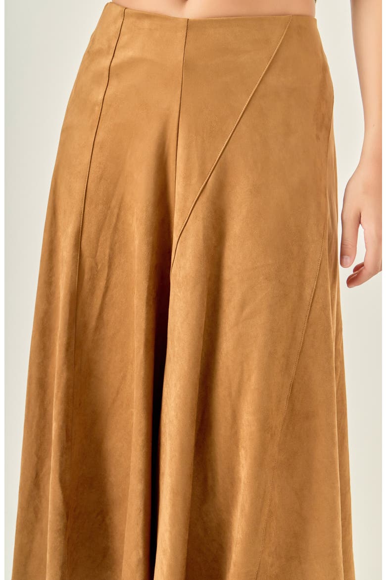 Faux Suede Flared Midi Skirt, Alternate, color, CAMEL