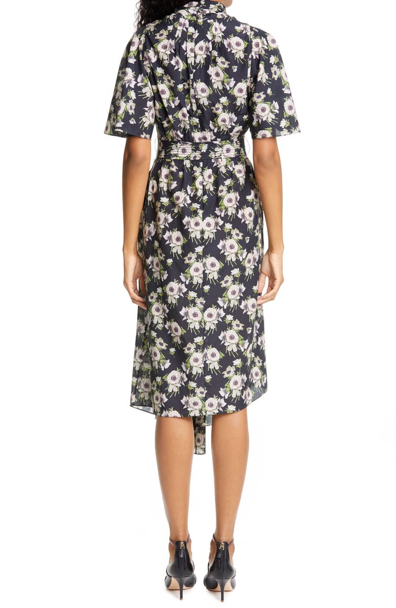 Adam Lippes Floral Asymmetrical Cotton & Silk Dress, Alternate, color,