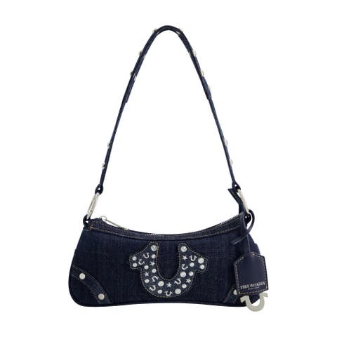 Studded Horseshoe Denim shoulder bag